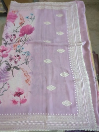 Chiffon Georgette - Pink Lace