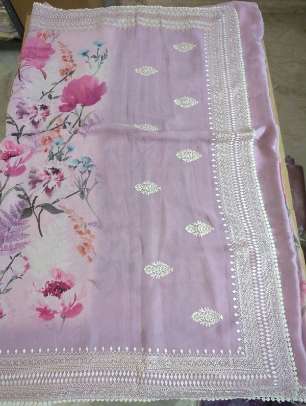 Chiffon Georgette - Pink Lace