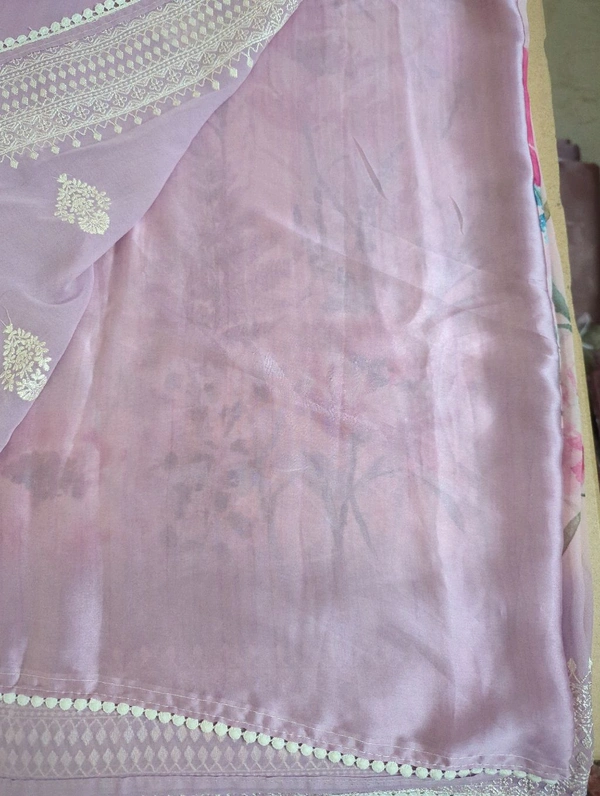 Chiffon Georgette - Pink Lace