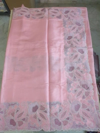 Satin Tusser Embroidery  - Blush Pink