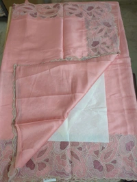 Satin Tusser Embroidery  - Blush Pink