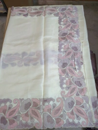Satin Tusser Embroidery  - White