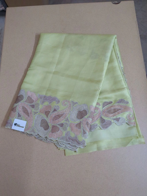 Satin Tusser Embroidery  - Mint Green