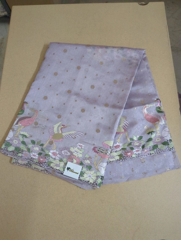 Designer Weaving With Embroidery  - lavender