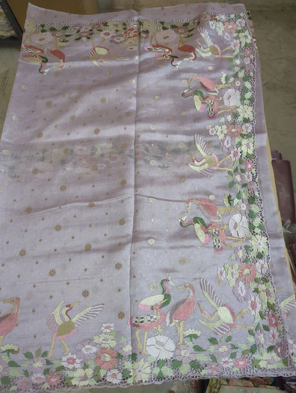 Designer Weaving With Embroidery  - lavender