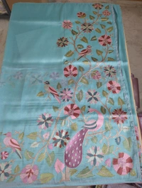 Designer Georgette Tissue  - sky blue