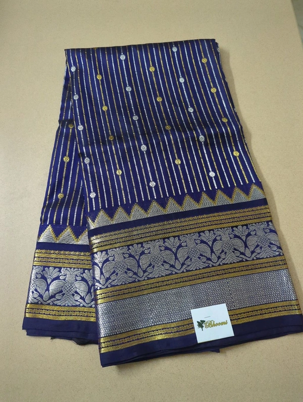 Pure Handloom Venkatagiri Pattu Bridal  - Pigment Indigo