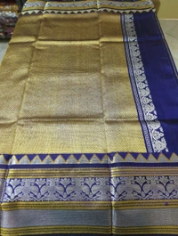 Pure Handloom Venkatagiri Pattu Bridal  - Pigment Indigo