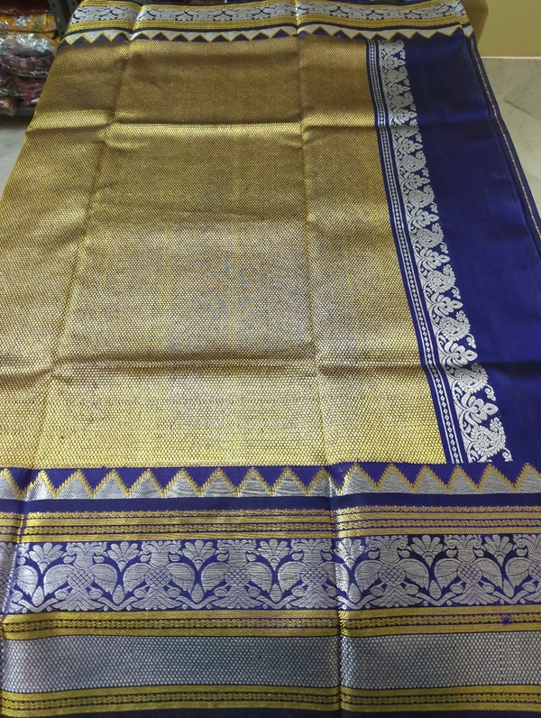 Pure Handloom Venkatagiri Pattu Bridal  - Pigment Indigo