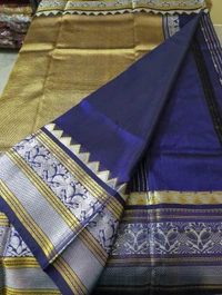 Pure Handloom Venkatagiri Pattu Bridal  - Pigment Indigo