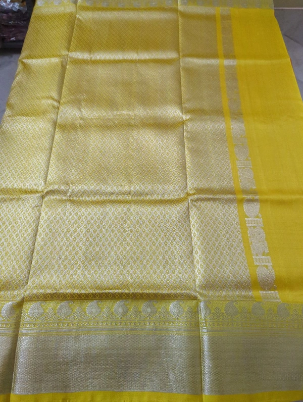 Pure Handloom Venkatagiri Pattu  - Web Orange