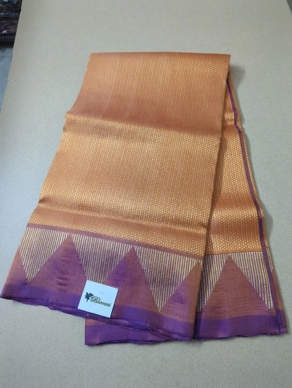 Pure Handloom Venkatagiri Puttu  - Yellow Orange