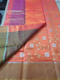 Pure Handloom Chanderi - orange