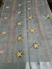 Tusser Lenin Hand Work  - Gray