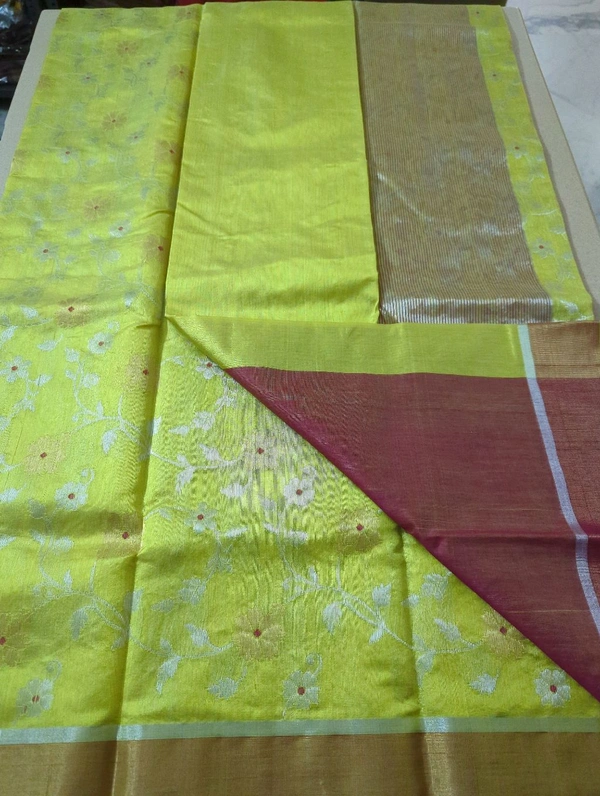 Pure Handloom Chanderi - Yellow