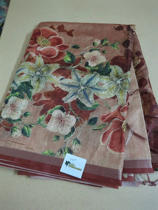Soft Tusser With Pita Work  - Brown