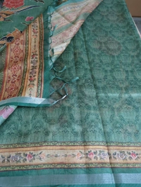 Soft Tusser With Pita Work  - green