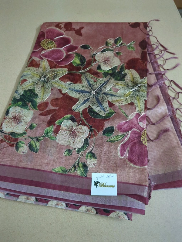 Soft Tusser With Pita Work  - Violet Eggplant