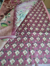 Soft Tusser With Pita Work  - Violet Eggplant