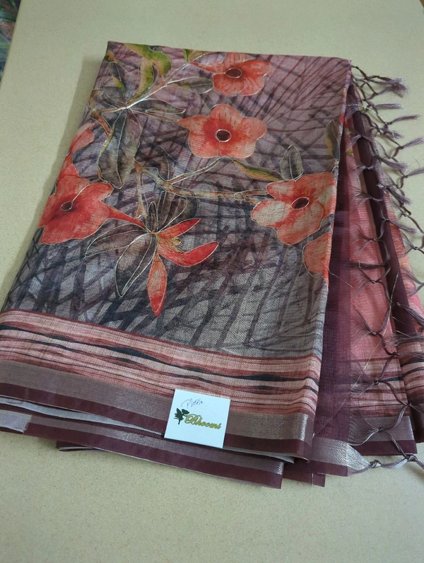 Soft Tusser With Pita Work  - Purple