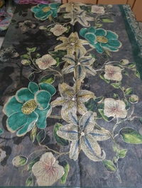 Soft Tusser With Pita Work  - Blue Stone