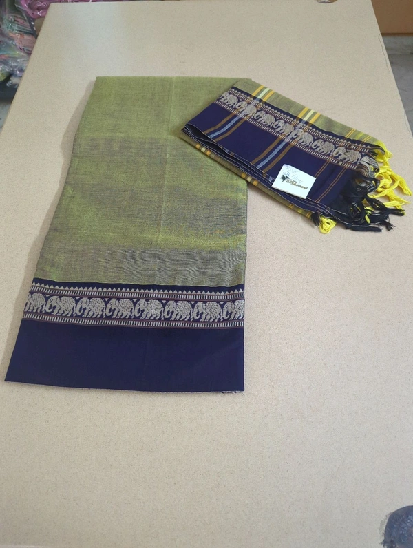 Pure Handloom Narayanapet - olive with black