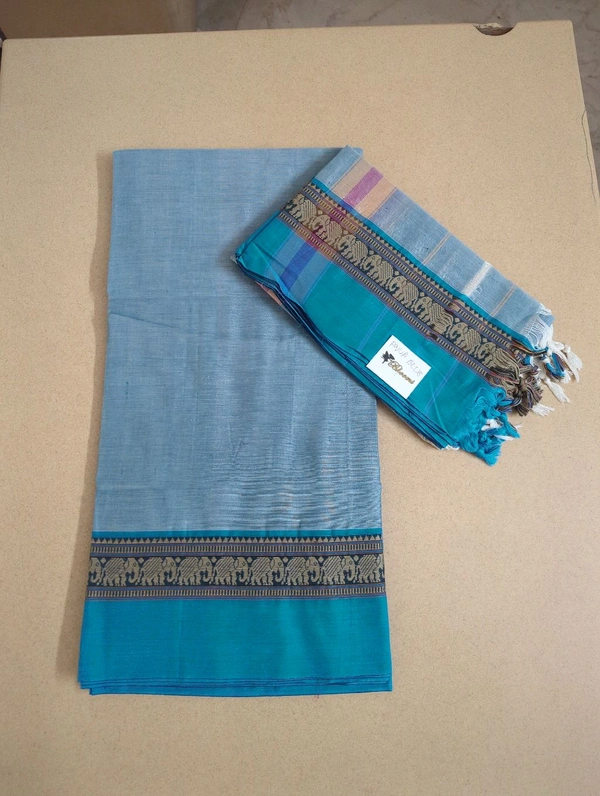 Pure Handloom Narayanapet - aqua blue