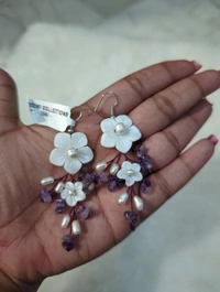 Designer Earrings  - Fuchsia Blue, Vz
