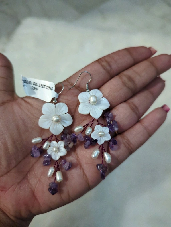 Designer Earrings  - Fuchsia Blue, Vz