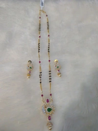 Gold Copy Black Beads Manulu With Earrings  - VZ