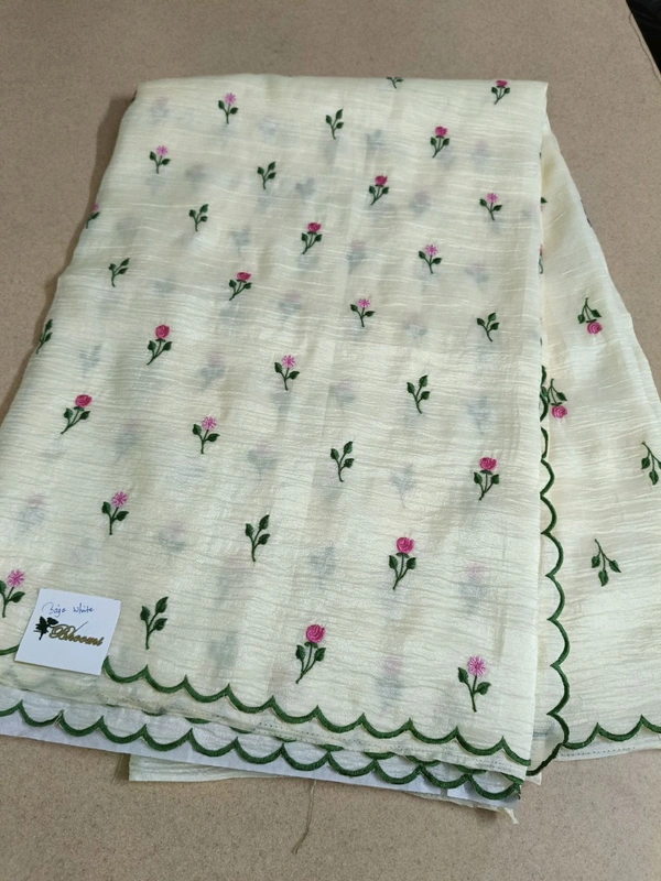 Candy Crush With Embroidery  - Baja White