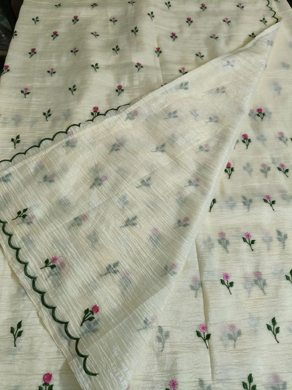 Candy Crush With Embroidery  - Baja White