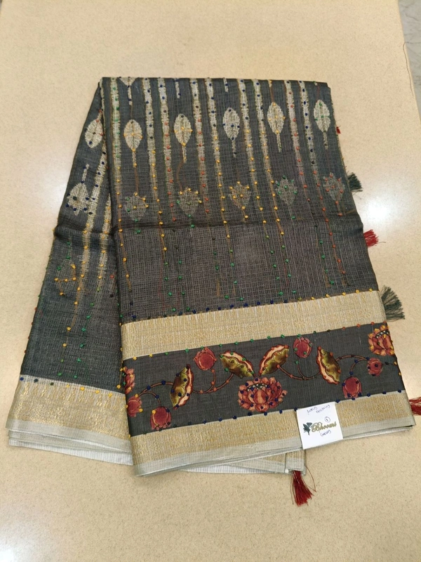 Benaras Kora -Lotus Designing - Gray 1