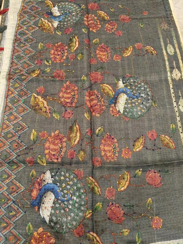 Benaras Kora -Lotus Designing - Gray 1