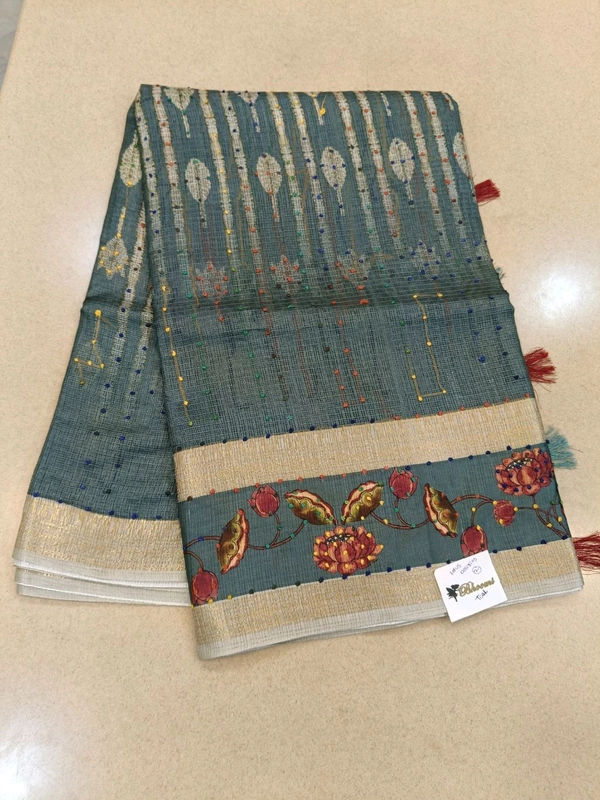 Benaras Kora -Lotus Designing - Teal 2