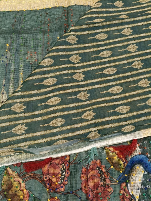 Benaras Kora -Lotus Designing - Teal 2