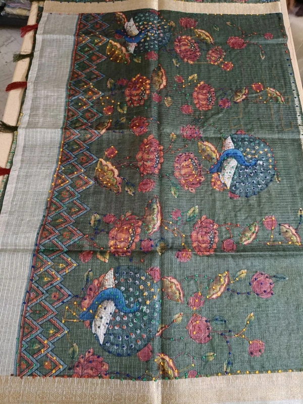 Benaras Kora -Lotus Designing - Pine Green 3