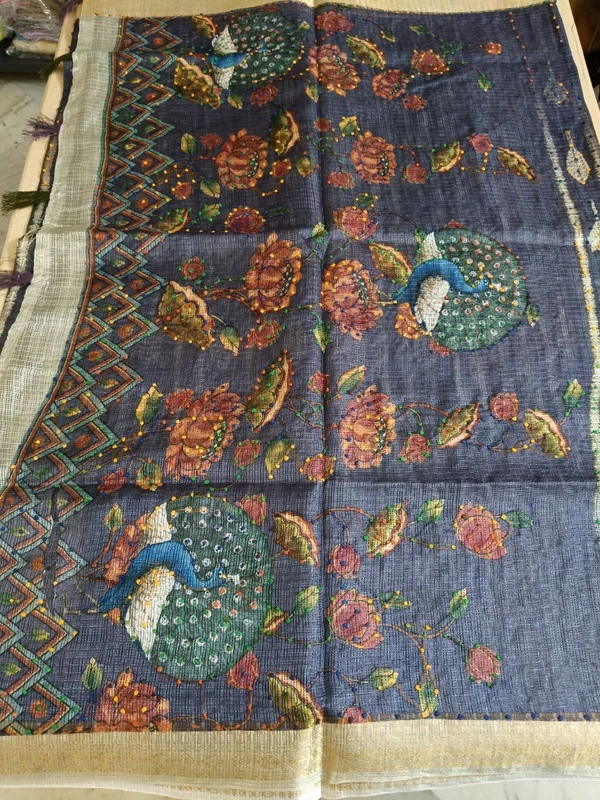 Benaras Kora -Lotus Designing - Fuchsia Blue 5
