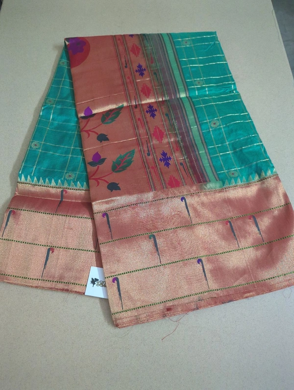 Pure Handloom Naryana Paithani Doble Wrap - Forest Green