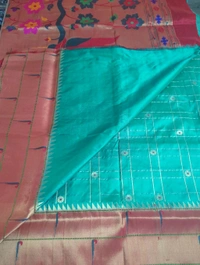 Pure Handloom Naryana Paithani Doble Wrap - Forest Green