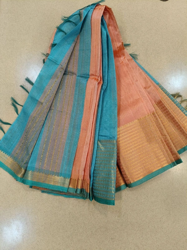 Pure Handloom Mangalagiri Pattu - Peach