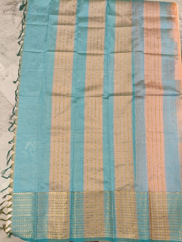 Pure Handloom Mangalagiri Pattu - Peach