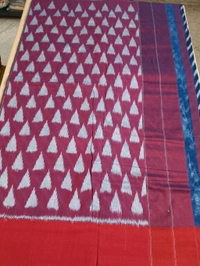 Pure Mercirised Pochampalli Cotton - Navy Blue with red 5