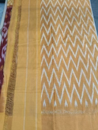Pure Mercirised Pochampalli Cotton - Chestnut Rose with yellow 8