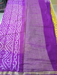 Pure Handloom Chiffon Bandhini - Purple