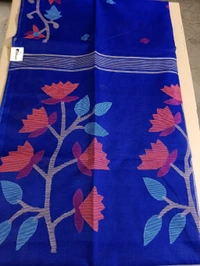Pure Handloom Muslin Jamdhani - Blue