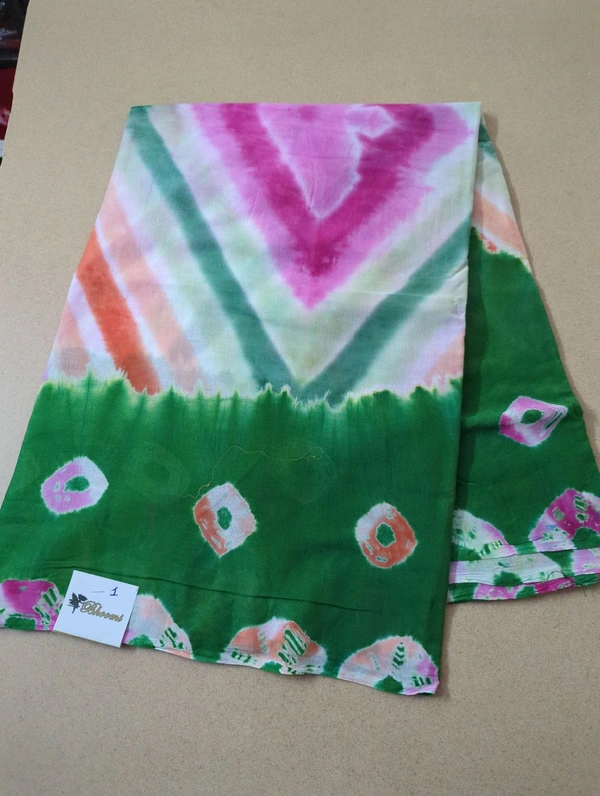 Pure Cotton Bhandhej  - Green 1