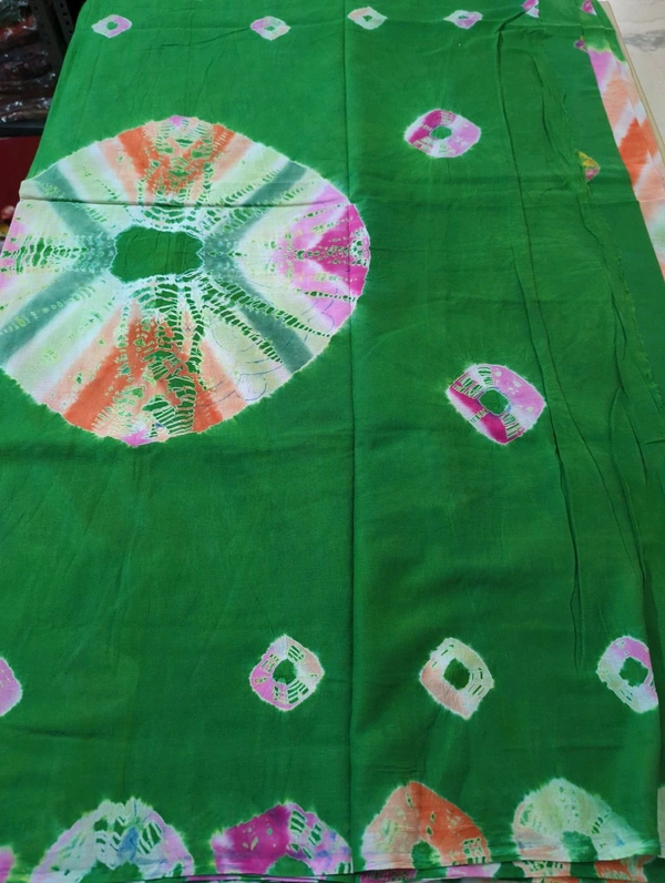 Pure Cotton Bhandhej  - Green 1