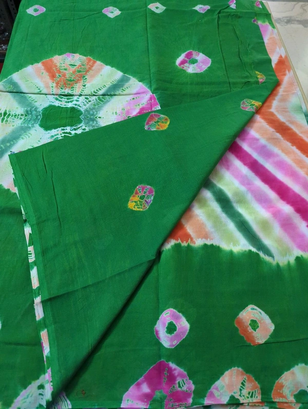 Pure Cotton Bhandhej  - Green 1