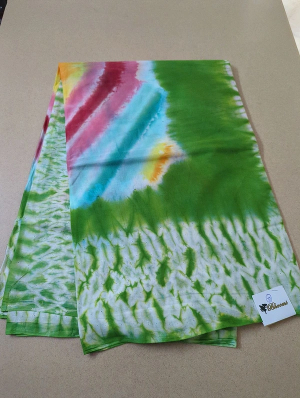 Pure Cotton Bhandhej Rainbow - White 10